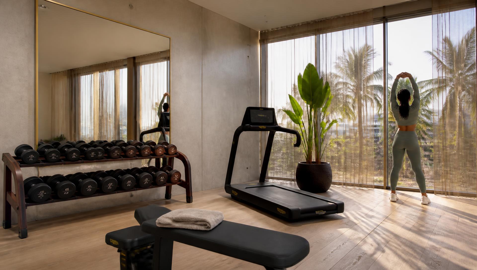 Salle de sport de la Résidence Siine en lumière naturelle